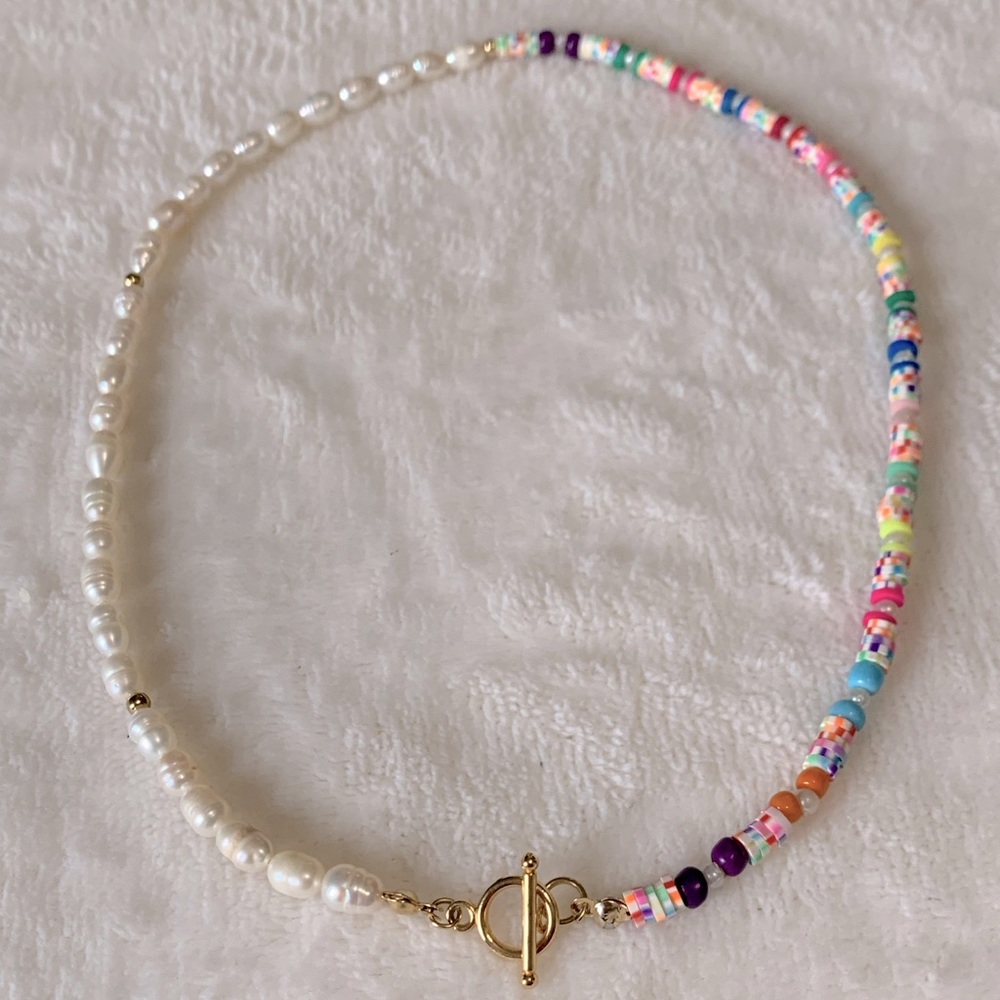 Freshwater Pearl and Vinyl Beaded Necklace